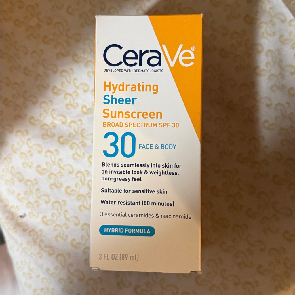 Cerave Hydrating Sheer Sunscreen Spf 30